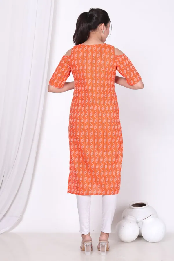 Orange_Cotton_Long_Fibres,_Extra_Softness_Kurti