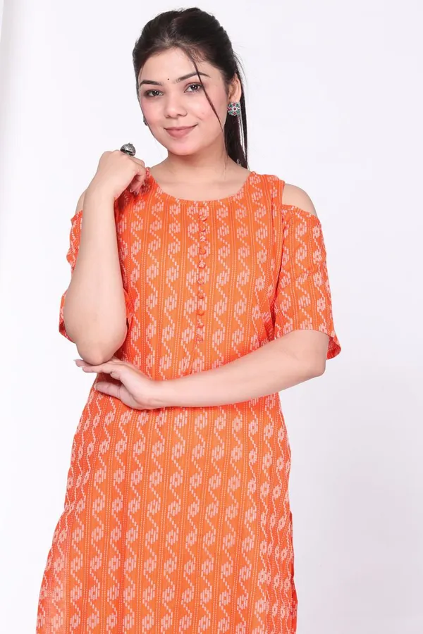 Orange_Cotton_Long_Fibres,_Extra_Softness_Kurti