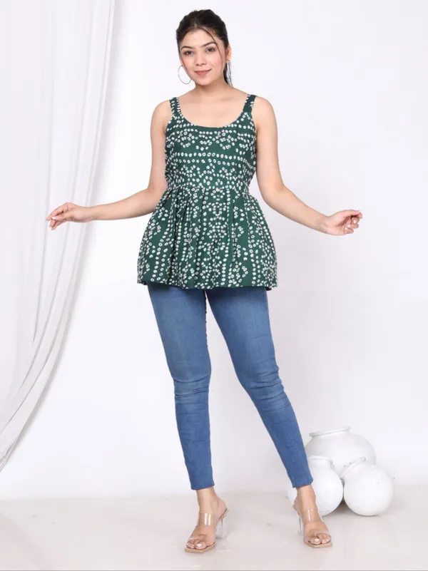 Green_Cotton_Casual_Sleeveless_Summer_Tops
