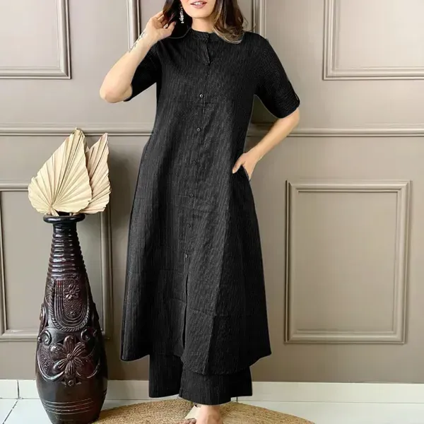 Black_Co-Ord_Set_In_A-Line_Kurti_Pattern_Paired_With_Ankle_Length_Palazzo