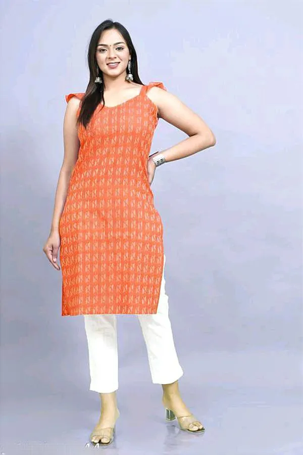 Orange_Cotton_Long_Fibres,_Extra_Softness_Kurti