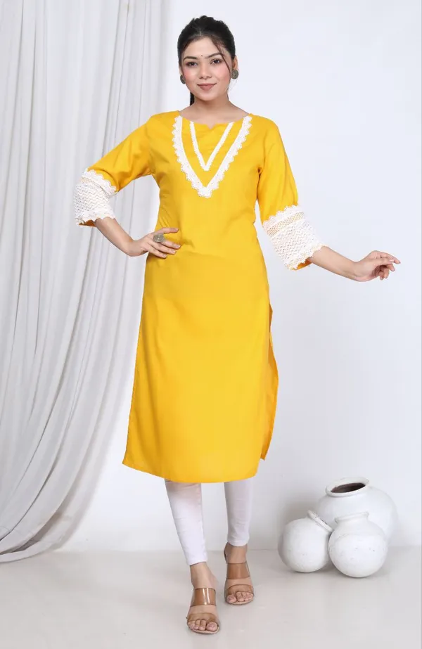 Yellow_Cotton_Rayon_Lahori_Long_Fibres,_Extra_Softness_Kurti
