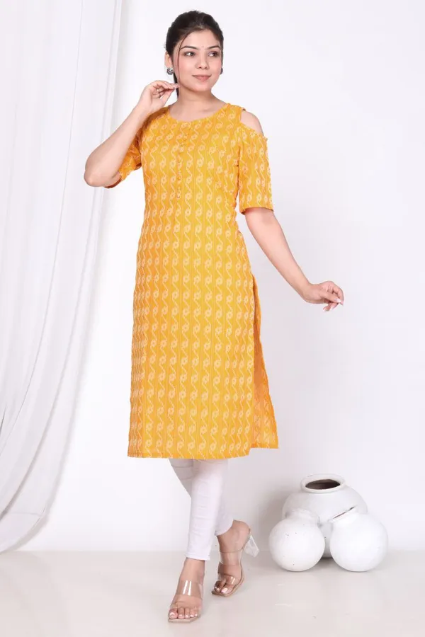 Yellow_Cotton_Long_Fibres,_Extra_Softness_Kurti
