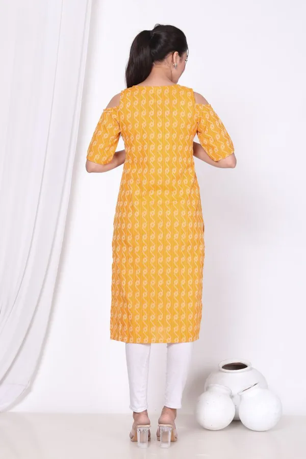 Yellow_Cotton_Long_Fibres,_Extra_Softness_Kurti