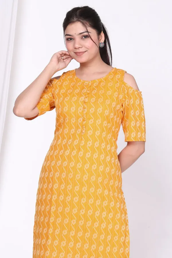 Yellow_Cotton_Long_Fibres,_Extra_Softness_Kurti