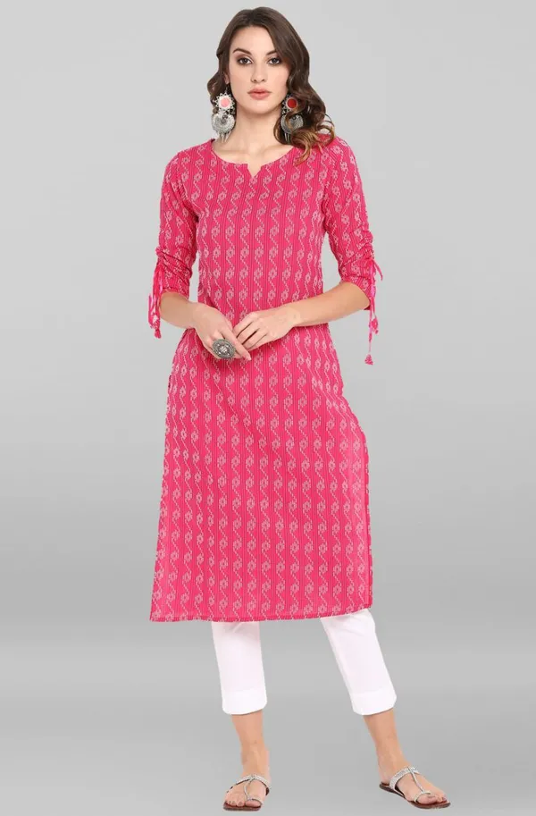 Pink_Cotton_Blend_Long_Fibres,_Extra_Softness_Kurti