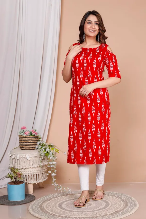 Red_Cotton_Rayon_Long_Fibres,_Extra_Softness_Kurti
