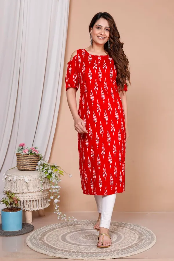 Red_Cotton_Rayon_Long_Fibres,_Extra_Softness_Kurti