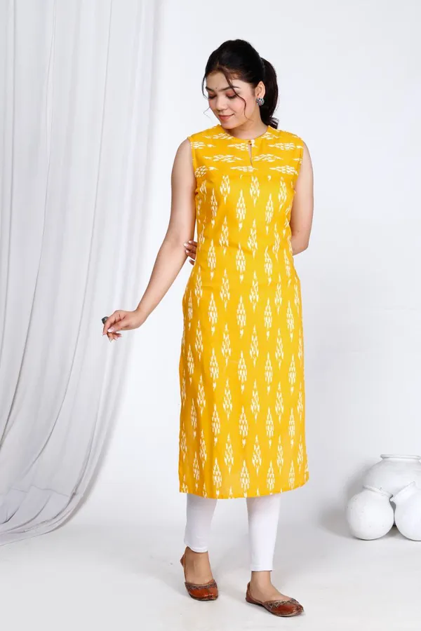Yellow_Rayon_Long_Fibres,_Extra_Softness_Kurti