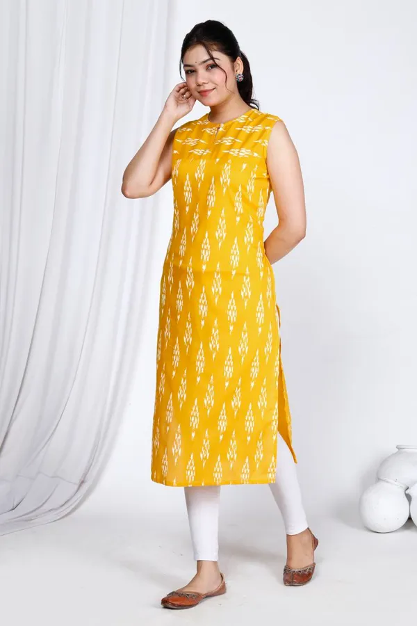 Yellow_Rayon_Long_Fibres,_Extra_Softness_Kurti