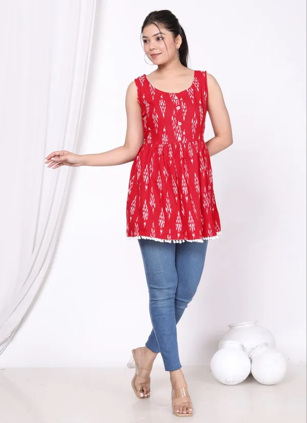 Red_Cotton_Long_Fibres,_Extra_Softness_Kurti