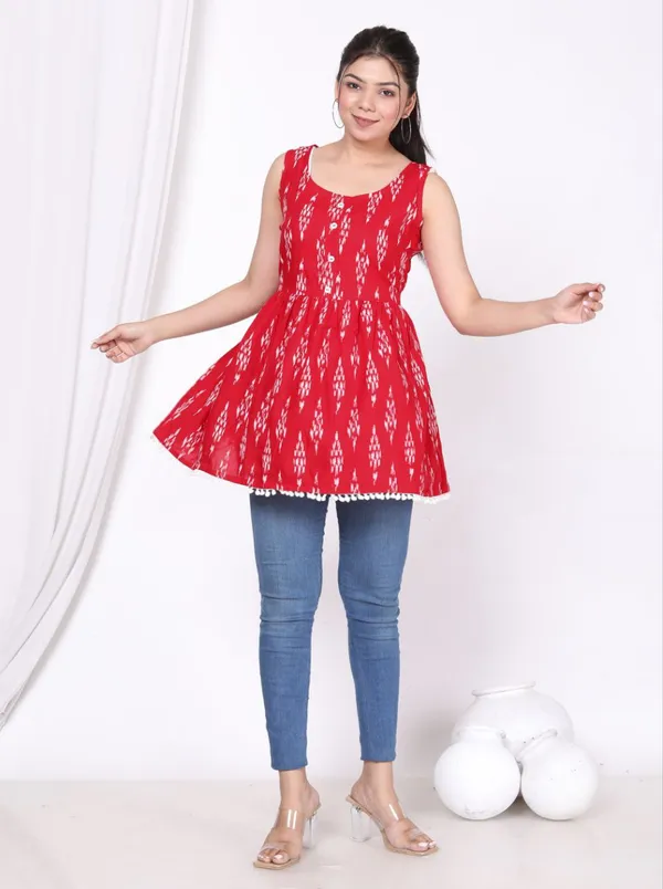 Red_Cotton_Long_Fibres,_Extra_Softness_Kurti