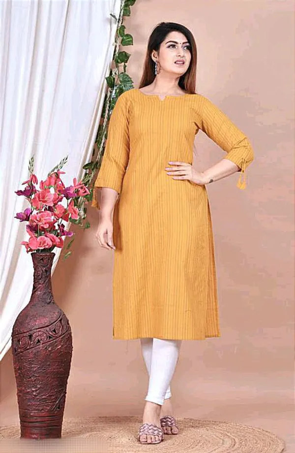 Yellow_Cotton_Long_Fibres,_Extra_Softness_Kurti