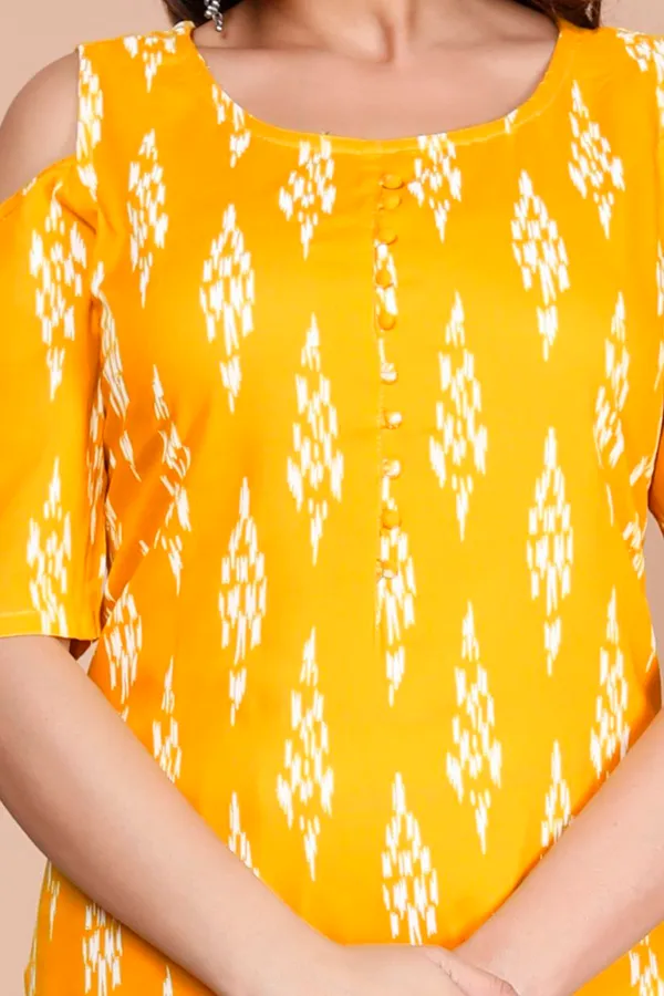 Yellow_Cotton_Rayon_Long_Fibres,_Extra_Softness_Kurti