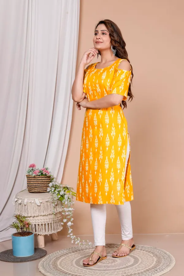 Yellow_Cotton_Rayon_Long_Fibres,_Extra_Softness_Kurti