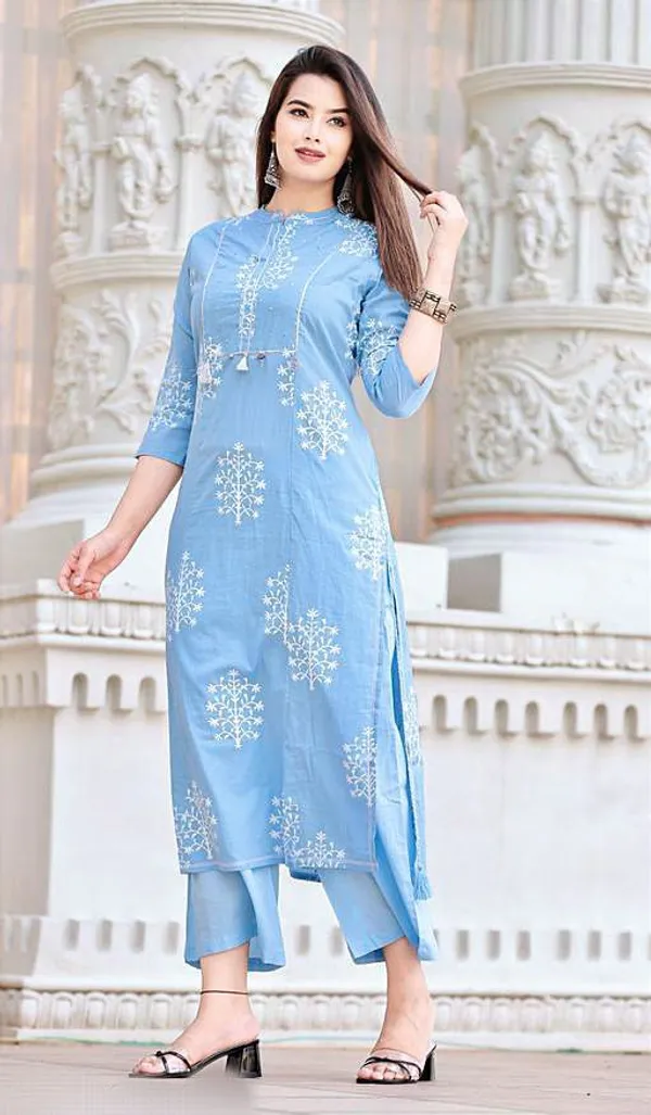 Blue_Cotton_Long_Fibres,_Extra_Softness_Kurti