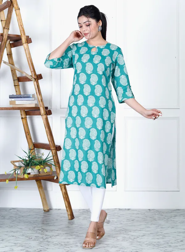 Mint_Green_Viscous_Rayon_Long_Fibres,_Extra_Softness_Kurti