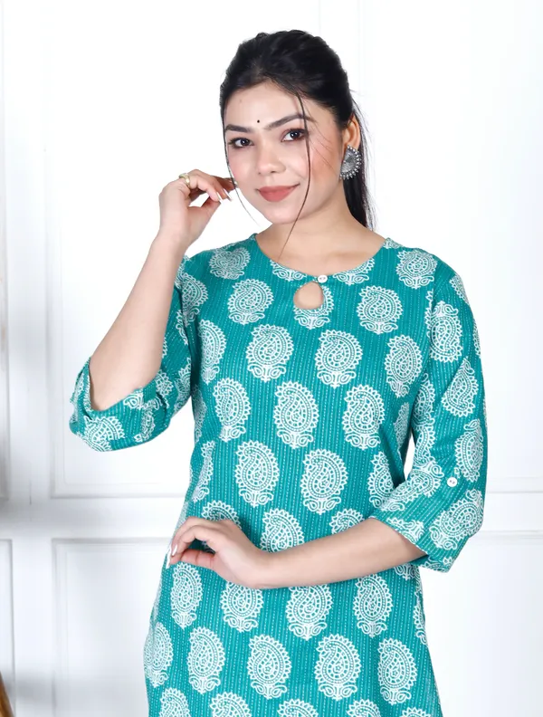 Mint_Green_Viscous_Rayon_Long_Fibres,_Extra_Softness_Kurti