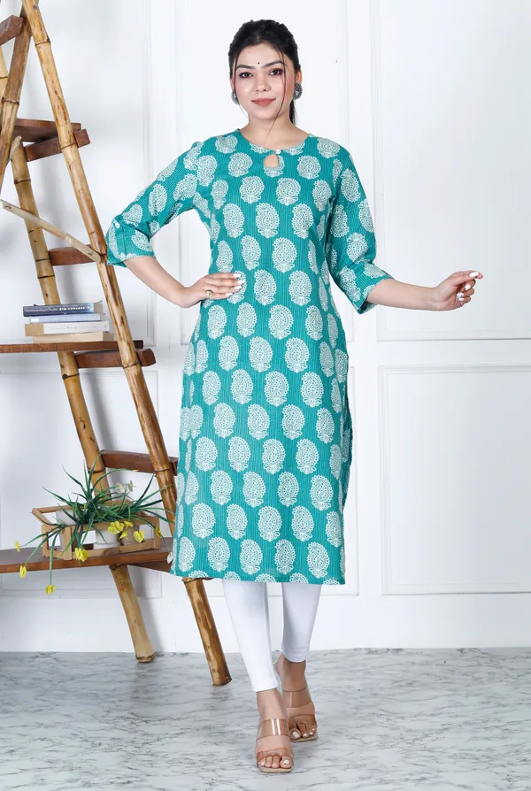 Mint_Green_Viscous_Rayon_Long_Fibres,_Extra_Softness_Kurti
