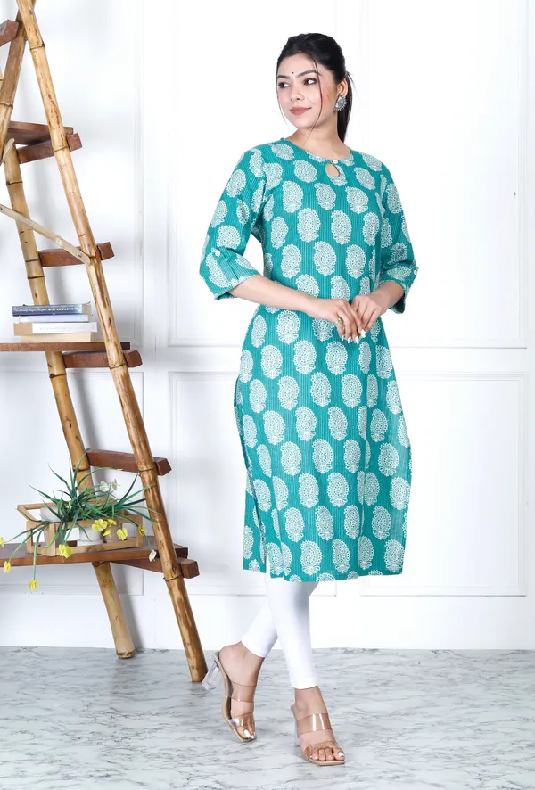 Mint_Green_Viscous_Rayon_Long_Fibres,_Extra_Softness_Kurti