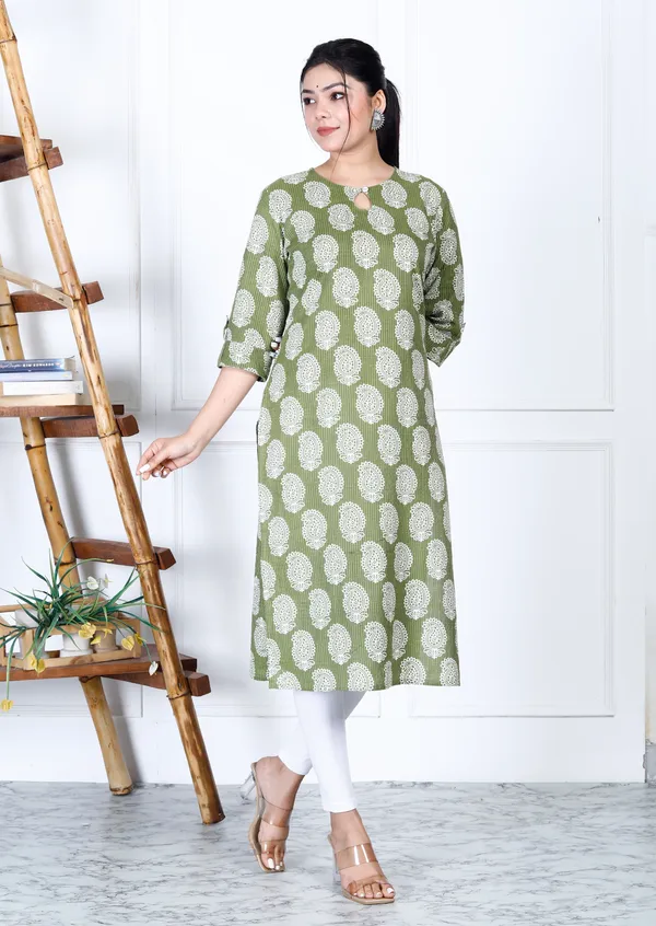 Mint_Green_Viscous_Rayon_Long_Fibres,_Extra_Softness_Kurti