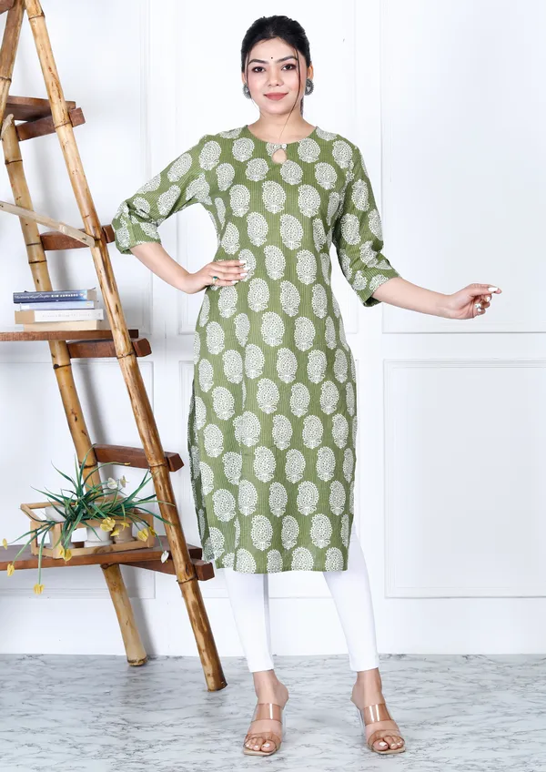 Mint_Green_Viscous_Rayon_Long_Fibres,_Extra_Softness_Kurti