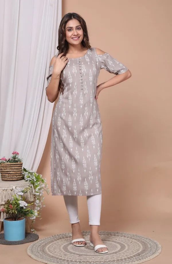 Grey_Cotton_Rayon_Long_Fibres,_Extra_Softness_Kurti
