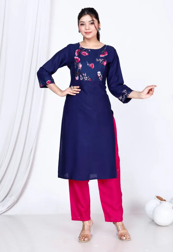 Blue_Cotton_Long_Fibres,_Extra_Softness_Kurti