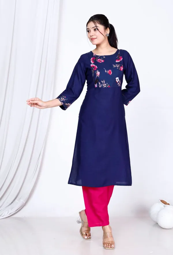Blue_Cotton_Long_Fibres,_Extra_Softness_Kurti