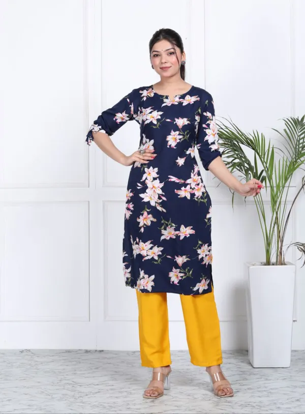 Blue_Cotton_Long_Fibres,_Extra_Softness_Kurti
