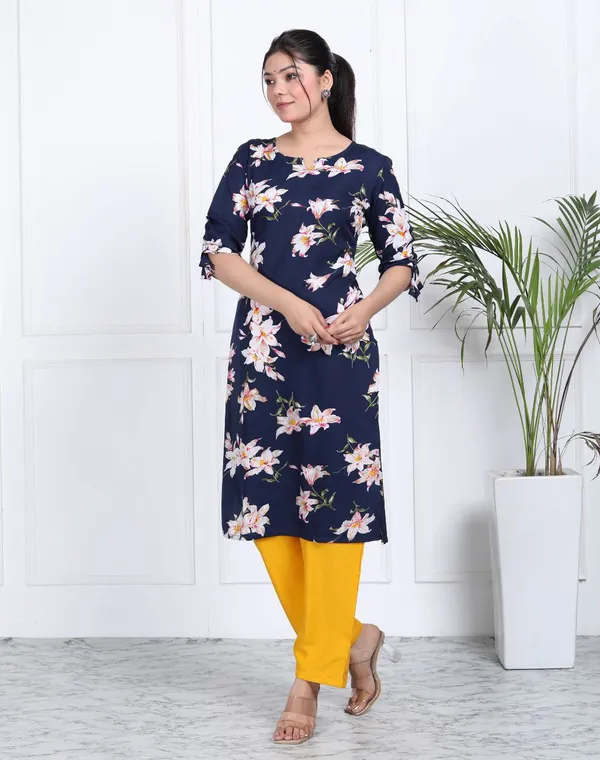 Blue_Cotton_Long_Fibres,_Extra_Softness_Kurti
