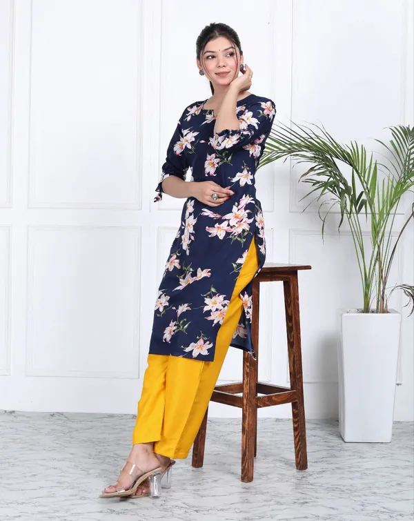 Blue_Cotton_Long_Fibres,_Extra_Softness_Kurti