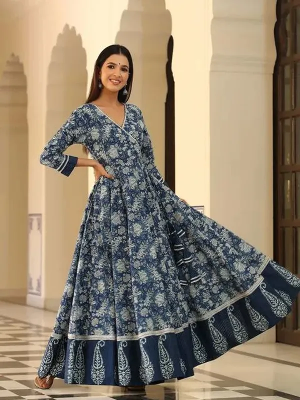 Blue_Cotton_Long_Fibres,_Extra_Softness_Kurti