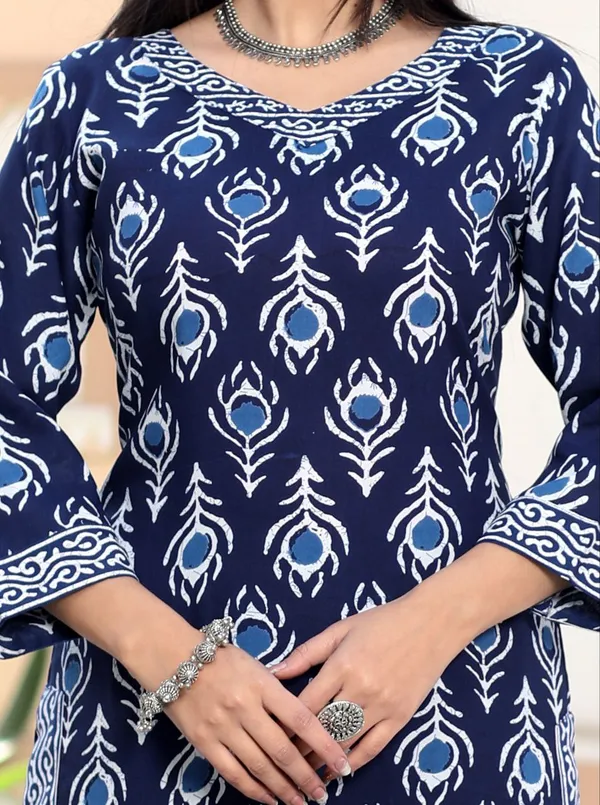 Blue_Cotton_Long_Fibres,_Extra_Softness_Kurti