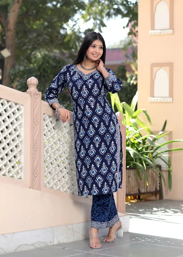 Blue_Cotton_Long_Fibres,_Extra_Softness_Kurti