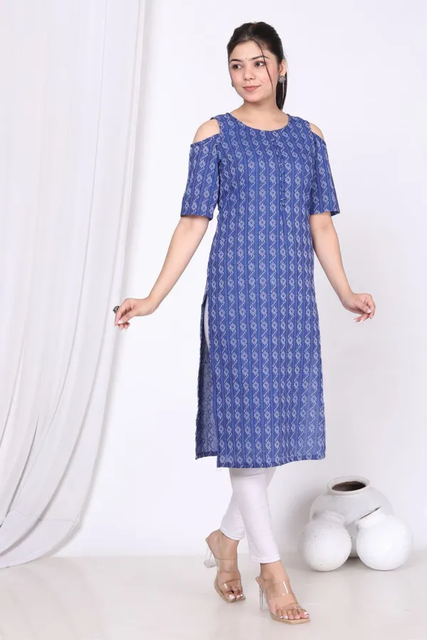 Blue_Cotton_Long_Fibres,_Extra_Softness_Kurti