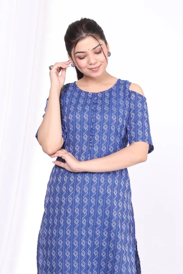 Blue_Cotton_Long_Fibres,_Extra_Softness_Kurti