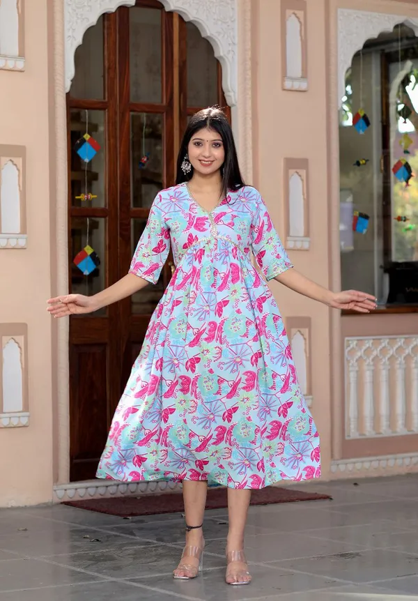 Sky-Blue_Cotton_Long_Fibres,_Extra_Softness_Kurti