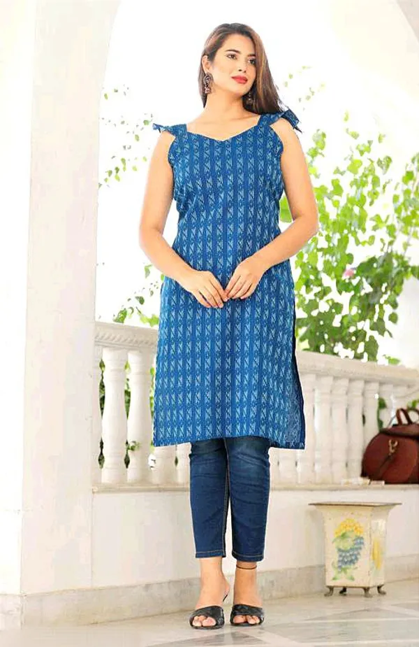 Blue_Cotton_Long_Fibres,_Extra_Softness_Kurti