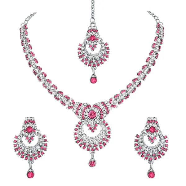Delightful_Rhodium_Silver_Plated_Alloy_Choker_Necklace_Set_For_Women