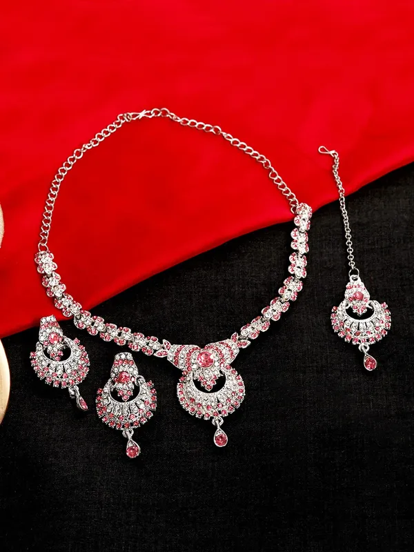 Delightful_Rhodium_Silver_Plated_Alloy_Choker_Necklace_Set_For_Women