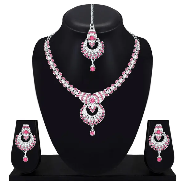 Delightful_Rhodium_Silver_Plated_Alloy_Choker_Necklace_Set_For_Women