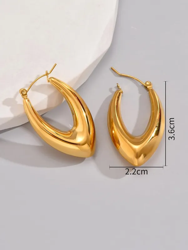 U_Shaped_Classic_Style_Roman_Style_Stainless_Steel_Titanium_Steel_18K_Gold_Plated_Earrings_For_Women_&_Grils_(ER209)