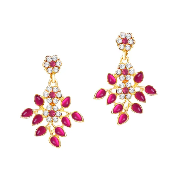 Gold_Plated_Crystal_Necklace_Jewellery_Set_with_Earrings_Suited_for_Party_Wedding_Festive_for_Women