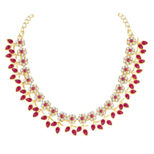 Gold_Plated_Crystal_Necklace_Jewellery_Set_with_Earrings_Suited_for_Party_Wedding_Festive_for_Women