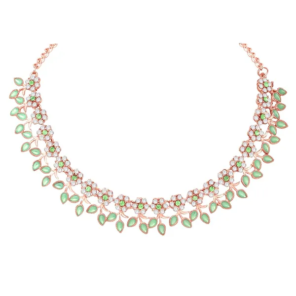 Gold_Plated_Crystal_Necklace_Jewellery_Set_with_Earrings_Suited_for_Party_Wedding_Festive_for_Women