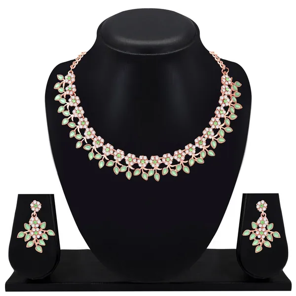 Gold_Plated_Crystal_Necklace_Jewellery_Set_with_Earrings_Suited_for_Party_Wedding_Festive_for_Women