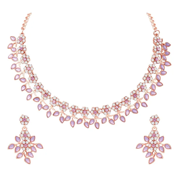Gold_Plated_Crystal_Necklace_Jewellery_Set_with_Earrings_Suited_for_Party_Wedding_Festive_for_Women