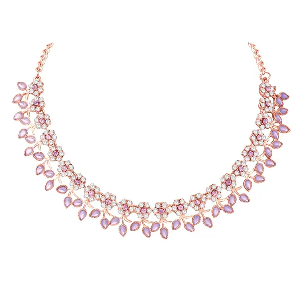 Gold_Plated_Crystal_Necklace_Jewellery_Set_with_Earrings_Suited_for_Party_Wedding_Festive_for_Women
