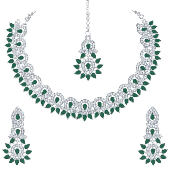 Atasi Crystal Necklace Jewellery Set with Earrings and Maang Tikka for  Women Grils Price in India Buy Atasi Crystal Necklace Jewellery Set  with